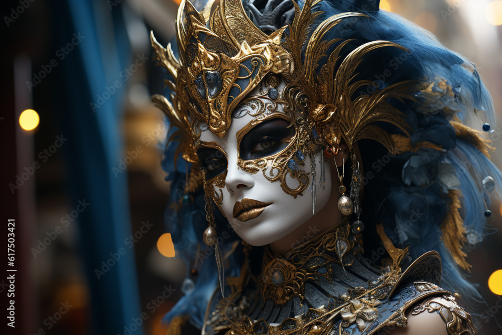 Young beautiful woman in beautiful venecian mask. Beautiful venecian mask. Venice. Carnival. Generative Ai Young beautiful woman in beautiful venecian mask. Beautiful venecian mask. Venice. Carnival. Generative Ai