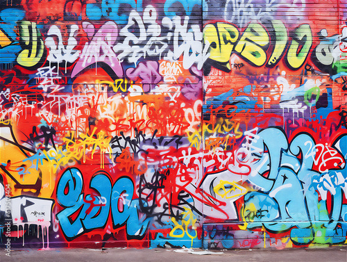 Urban colourful Graffiti Wall Backdrop. Ai generative.