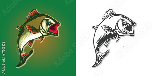Jumping Fish vector illustration set.