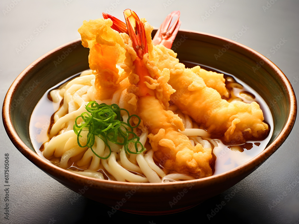 Foto de Japanese Tempura Shrimp Udon combines tender udon noodles with