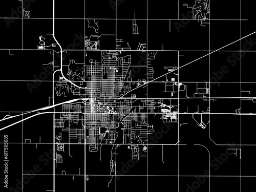 Vector road map of the city of  Aberdeen South Dakota in the United States of America with white roads on a black background. photo