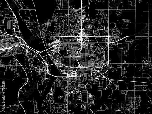 Photos Vector road map of the city of  Bismarck North Dakota in the United States of America with white roads on a black background