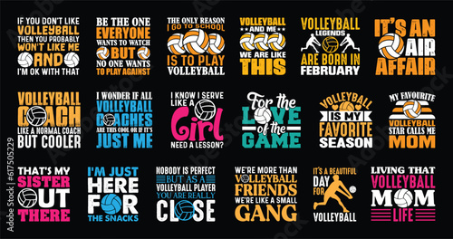 Volleyball T shirt Design Bundle, Vector Volleyball T shirt  design, Volleyball shirt,  Volleyball typography T shirt design Collection