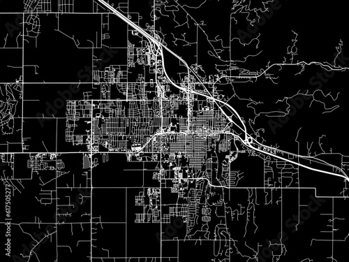 Vector road map of the city of  Bozeman Montana in the United States of America with white roads on a black background.