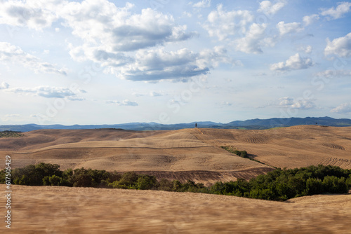 Summer Tuscany landscape with wheat fields. Concept agriculture. Italy  Europe.
