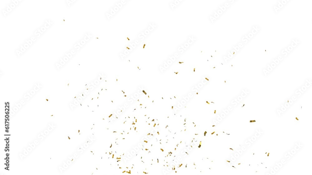 4k Slow motion. Seamless loop pattern gold confetti explosions on a white background with luma matte channel. Holiday, birthday, xmas, festivity, celebration, carnival, winner, promotion, events 4k Slow motion. Seamless loop pattern gold confetti explosions on a white background with luma matte channel. Holiday, birthday, xmas, festivity, celebration, carnival, winner, promotion, events