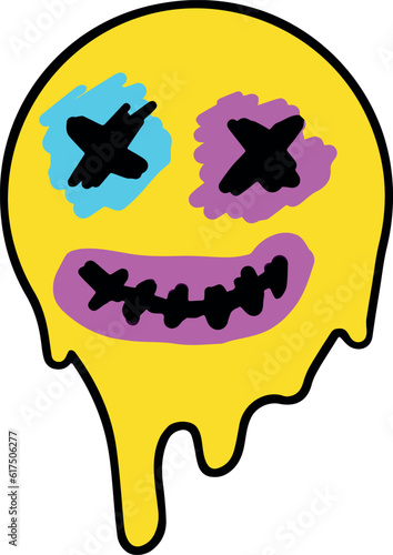 Acid smile face. Melted rave