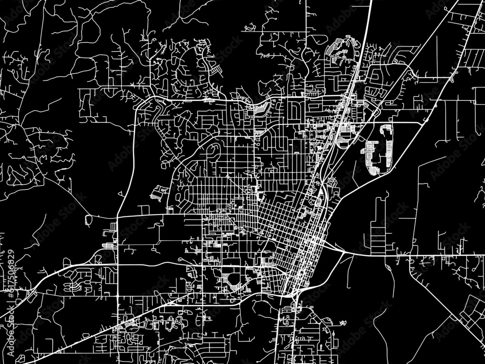 Vector road map of the city of  Corvallis Oregon in the United States of America with white roads on a black background.