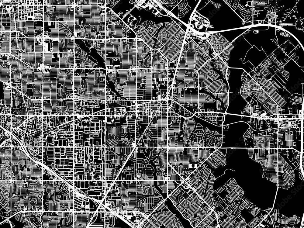 Vector road map of the city of Garland Texas in the United States of