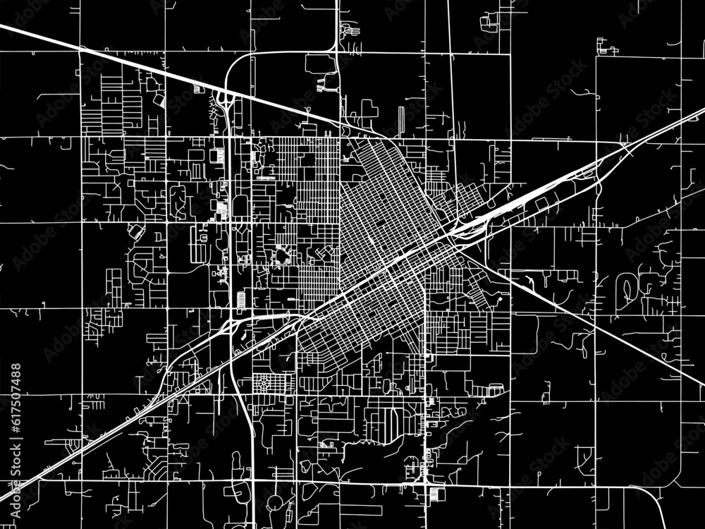Vector road map of the city of Grand Island Nebraska in the United