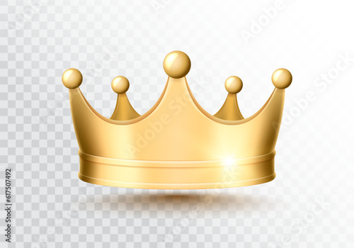 Golden crown on a transparent background. Vector illustration.