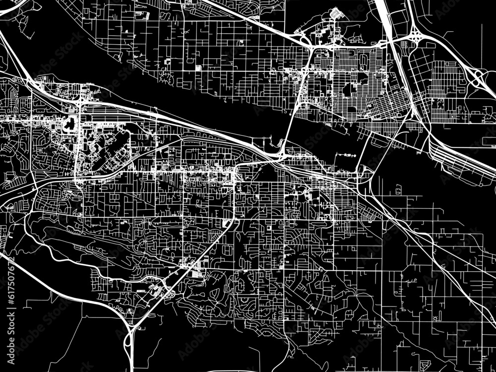 Vector road map of the city of  Kennewick Washington in the United States of America with white roads on a black background.