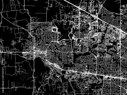 Vector road map of the city of Hillsboro Oregon in the United States of America with white roads on a black background.