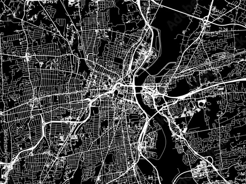 Vector road map of the city of  Hartford Connecticut in the United States of America with white roads on a black background. photo