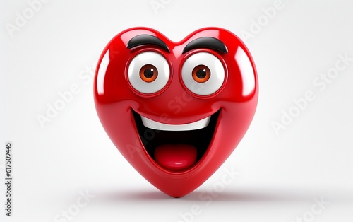 Heart 3d Cartoon Glossy Emoticon Emoji Icon, World Emojis Day, Generative Ai