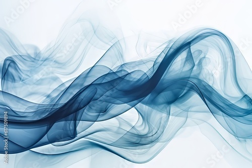 Ethereal Serenity: The Silhouette of Abstract Waves of Light Blue Smoke Over a White Background, Creating a Contrasting and Mesmerizing Visual Poetry