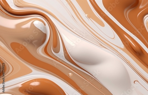 Fluid Abstraction Realistic Forms of White and Beige Makeup generative AI
