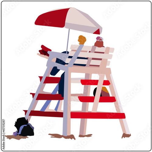 Cape May Lifeguard Stand Vector with lifeguards 
