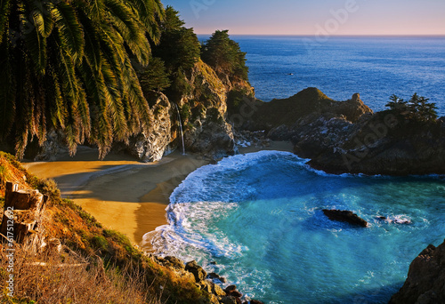 McWay Falls is a water in the Pffeifer Burns State Park in Big Sur California. photo