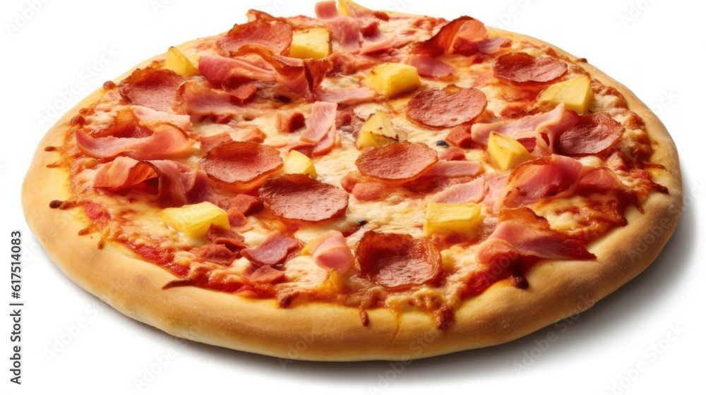 Traditional italian pizza. Delicious taste Hawaiian pizza. Generative AI