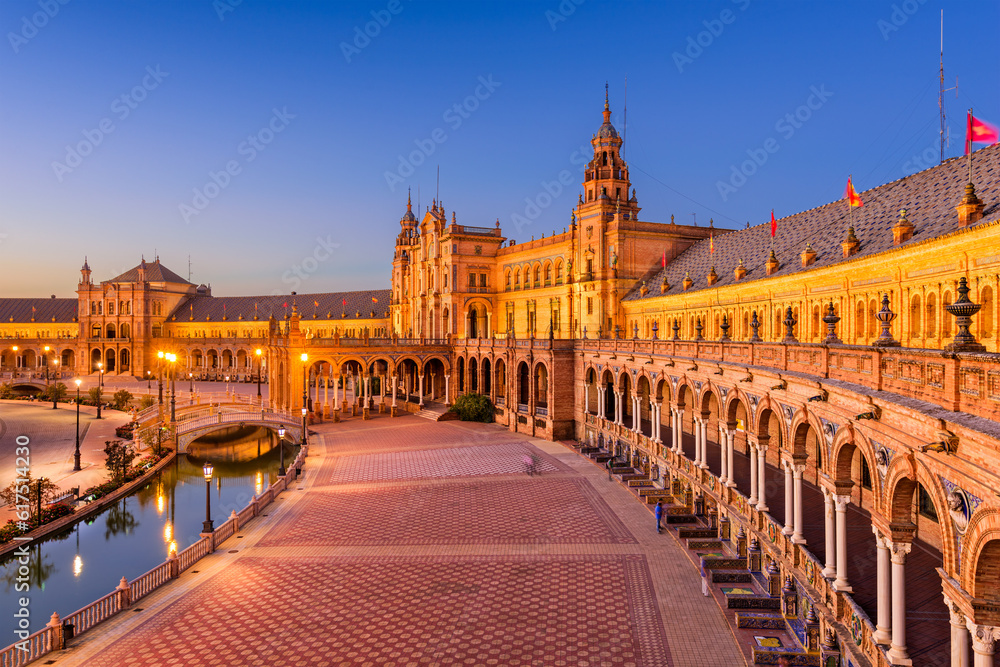 Obraz premium Seville, Spain at Spanish Square.