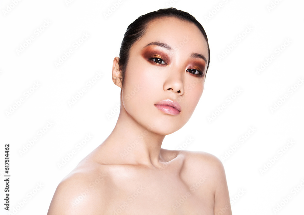 Beauty asian woman healthy cosmetic makeup portrait on white background Beauty asian woman healthy cosmetic makeup portrait on white background