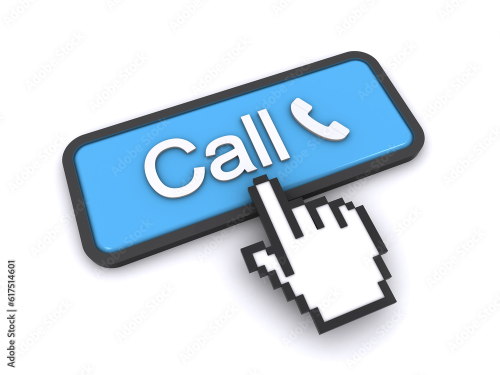 cursor clicking on the call button over the white background cursor clicking on the call button over the white background