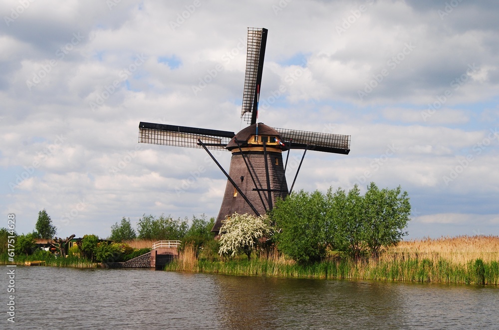 One of the 19 iconic windmills survived at Kinderdijk, The Netherlands.