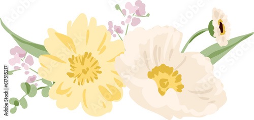 Vector Illustration bouquet of flowers on white in pastel tones