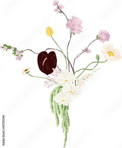 Vector Illustration bouquet of flowers on white in pastel tones