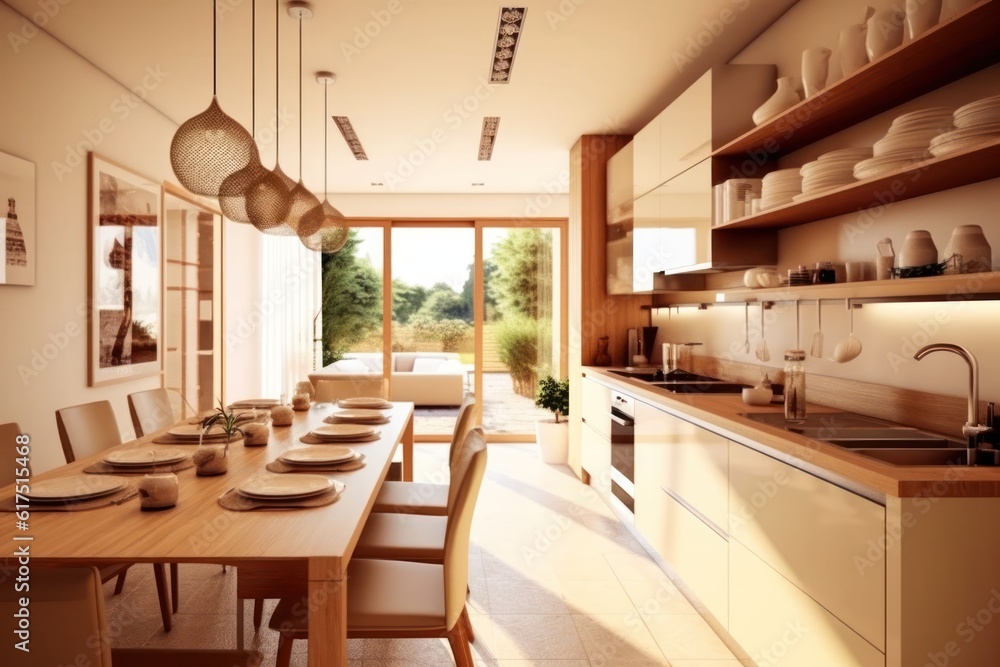 3D Render of a Luxurious Kitchen with State-of-the-Art Appliances