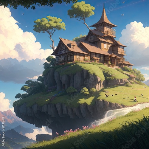castle in the mountains. Generative AI 