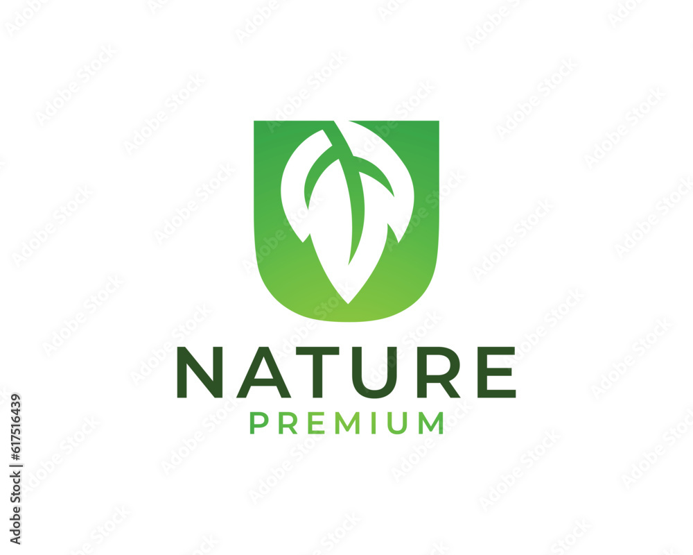 Vector luxury abstract letter U logo design template illustration with leaf shape Vector luxury abstract letter U logo design template illustration with leaf shape