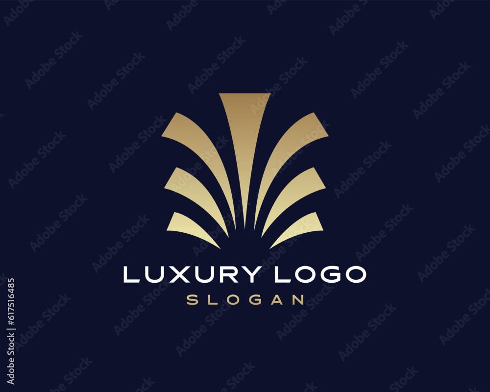 Vector luxury palm leaves logo design template illustration Vector luxury palm leaves logo design template illustration
