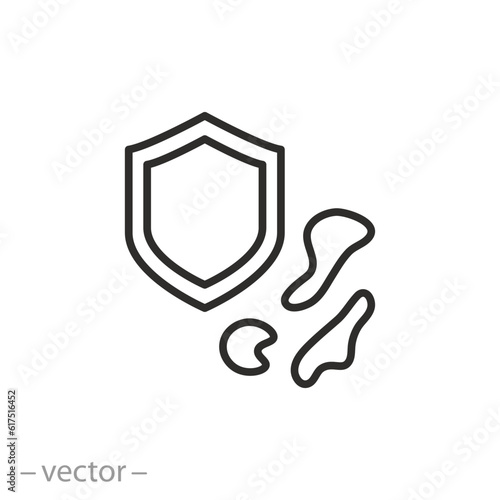 stain resistance icon, protect covering from contamination, line symbol on white background - editable stroke vector illustration eps10