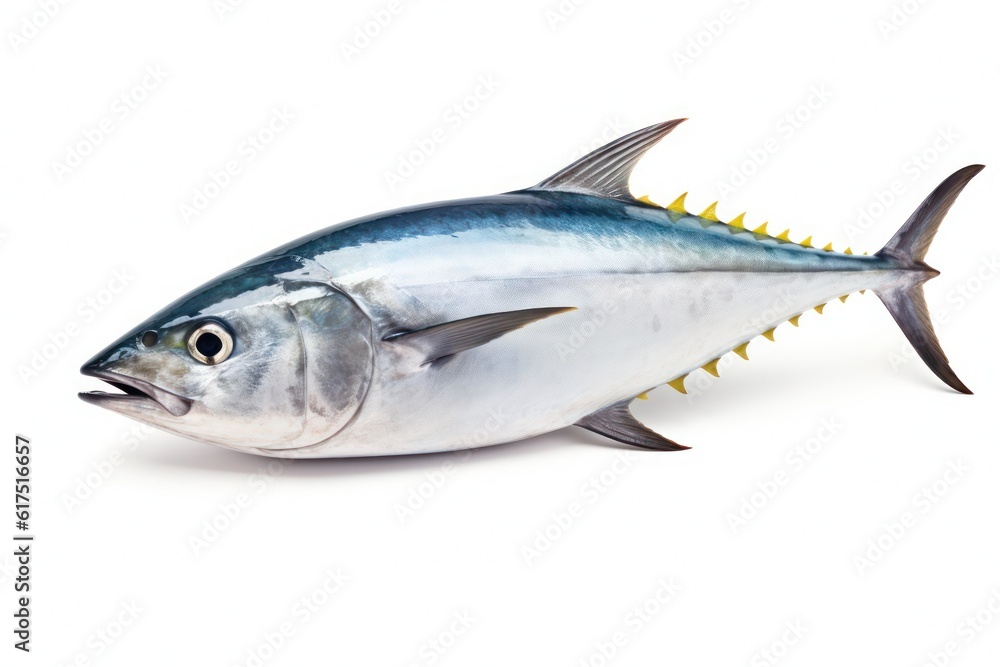 fresh bonito fish isolated on white background, created by Generative AI