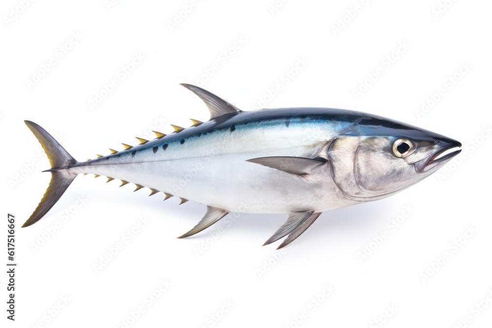 Fototapeta premium fresh bonito fish isolated on white background, created by Generative AI