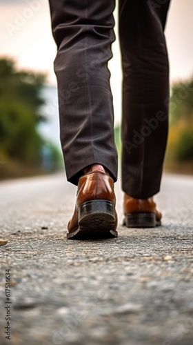 Businessman walking on a road to success, close up leather business shoes walking, goal and target concept © EOL STUDIOS