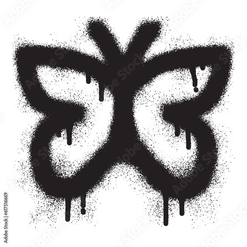 Graffiti butterfly icon with black spray paint