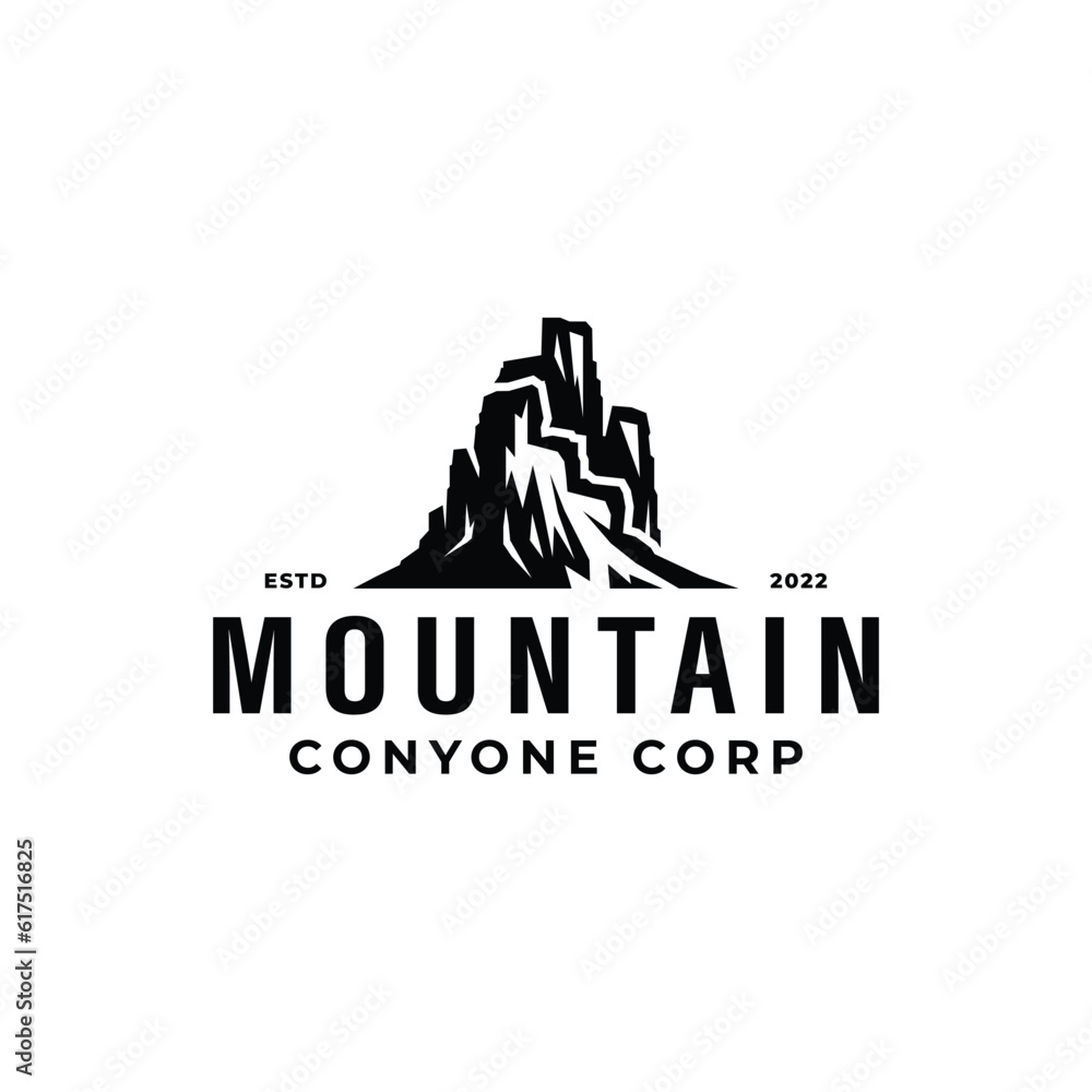 Vector canyone mountain logo design template illustration