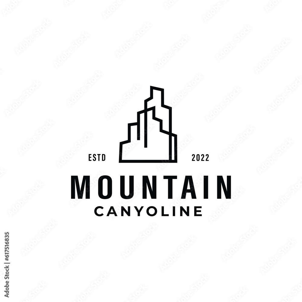 Vector canyone mountain logo design template illustration