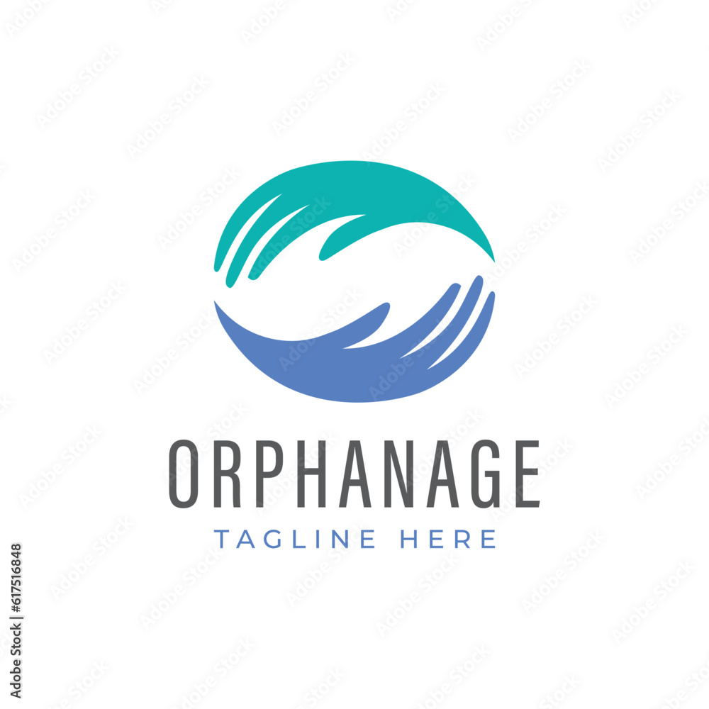 Vector hold hand orphanage logo design template illustration Vector hold hand orphanage logo design template illustration