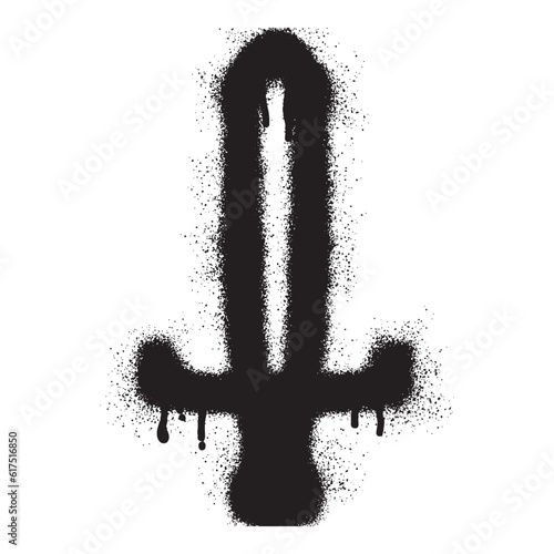 Sword icon graffiti with black spray paint
