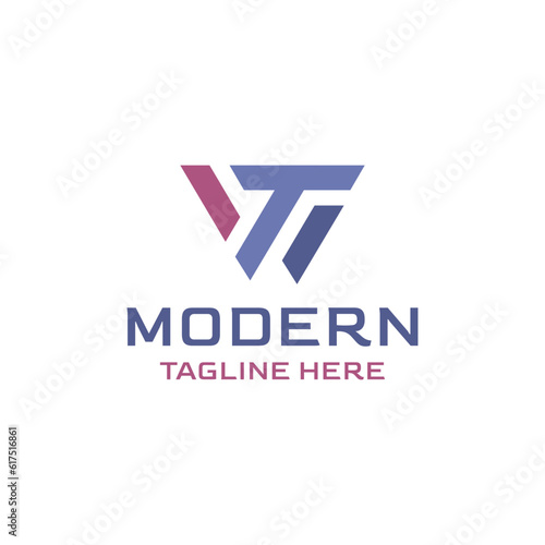Vector letter WT modern logo design template illustration