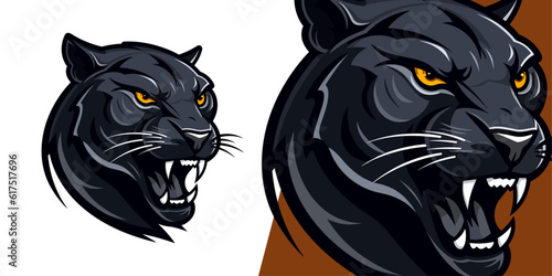 Bold Black Panther Logo Mascot: Eye-catching Vector Illustration for Sports & E-Sports
