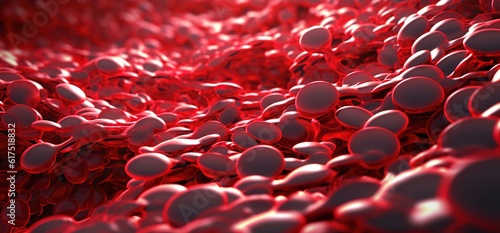 an illustration of red blood cells hemoglobin in a vein. oxygen blood transfusion concept photo
