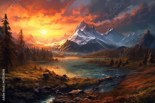 sunset in the mountains