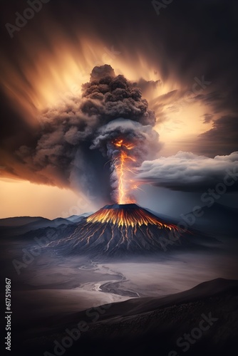 Mount Bromo volcano mountain landscape stunning sunset sharp focus stunning lights photorealistic volumetric lighting hyperrealistic defined cinematic lightning ultradetailed intrincate details 