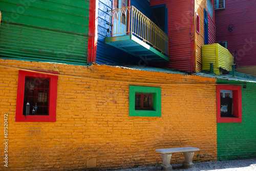 beautiful bright colorful and authentic facades of houses in the La Boca area of Buenos Aires