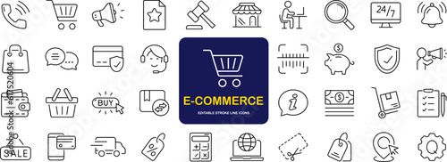 Obraz na plátne E-Commerce set of web icons in line style